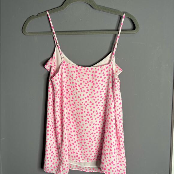 Lilly Pulitzer Pink and White Polka Dot Camisole Ruffle Detail Size XS - Picture 3 of 8